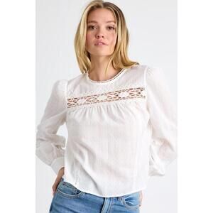 Lulus Holbrook Ivory Textured Crochet Lace Long Sleeve Top White - Size XL